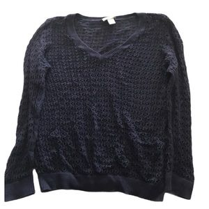 Ann Taylor Loft Navy Knit V Neck Sweater Size M